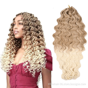 Ombre Blonde Brown 28 inch Pre-feathered Hybrid Water Wave Braids 3x Body Ocean Wave For Bulk Braiding Synthetic Hair Extensions